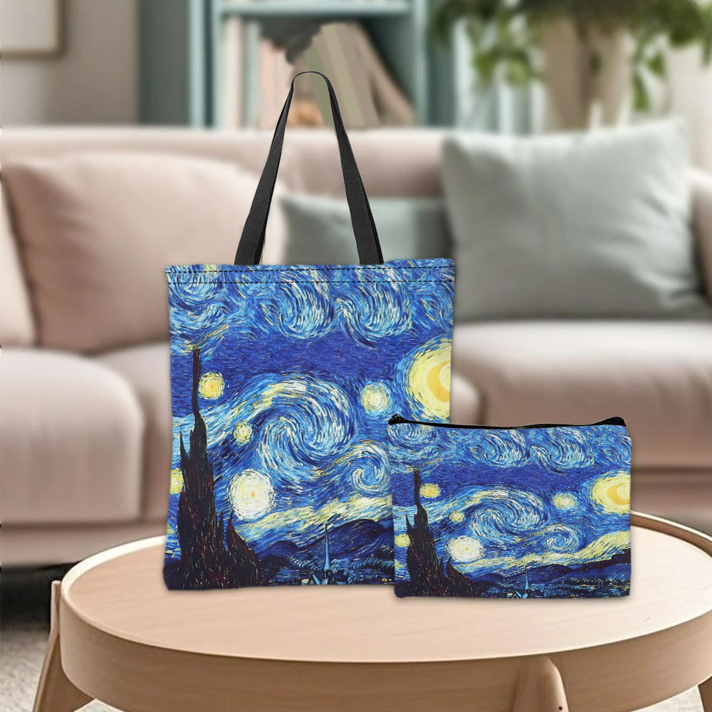 Abstract Oil Painting - 반 고흐 시리즈 토트백 화장품 파우치