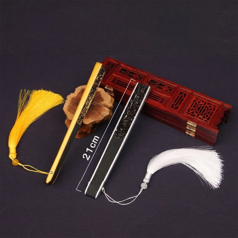 Bamboo Photo Frame - 휴대용 6인치 접이식 부채, 태슬 장식,
