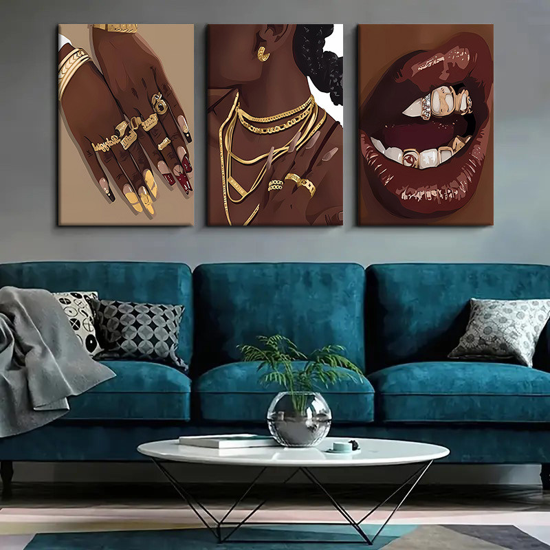 Abstract Oil Painting - 3개 세트 액자형 추상 캔버스 아트