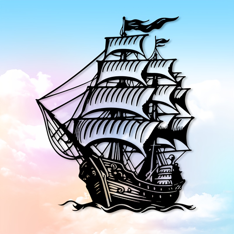 Home Decor Nautical - 해적선 금속 벽 장식 1개, 해변