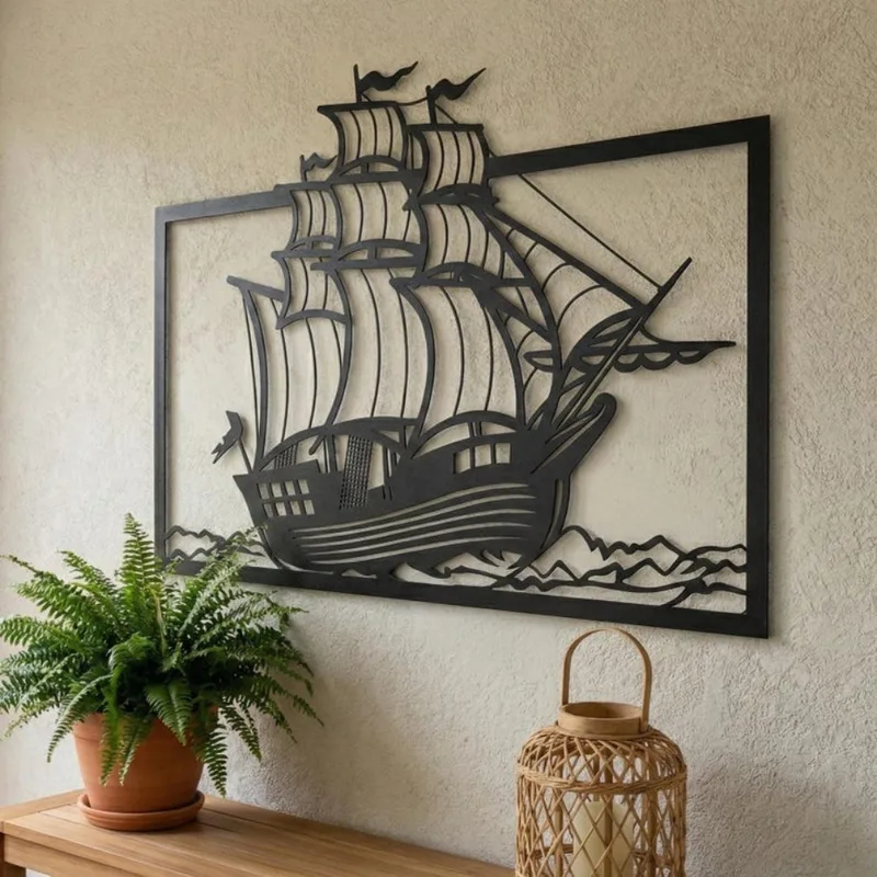 Home Decor Nautical - 금속 범선 벽 장식, 해안 해양