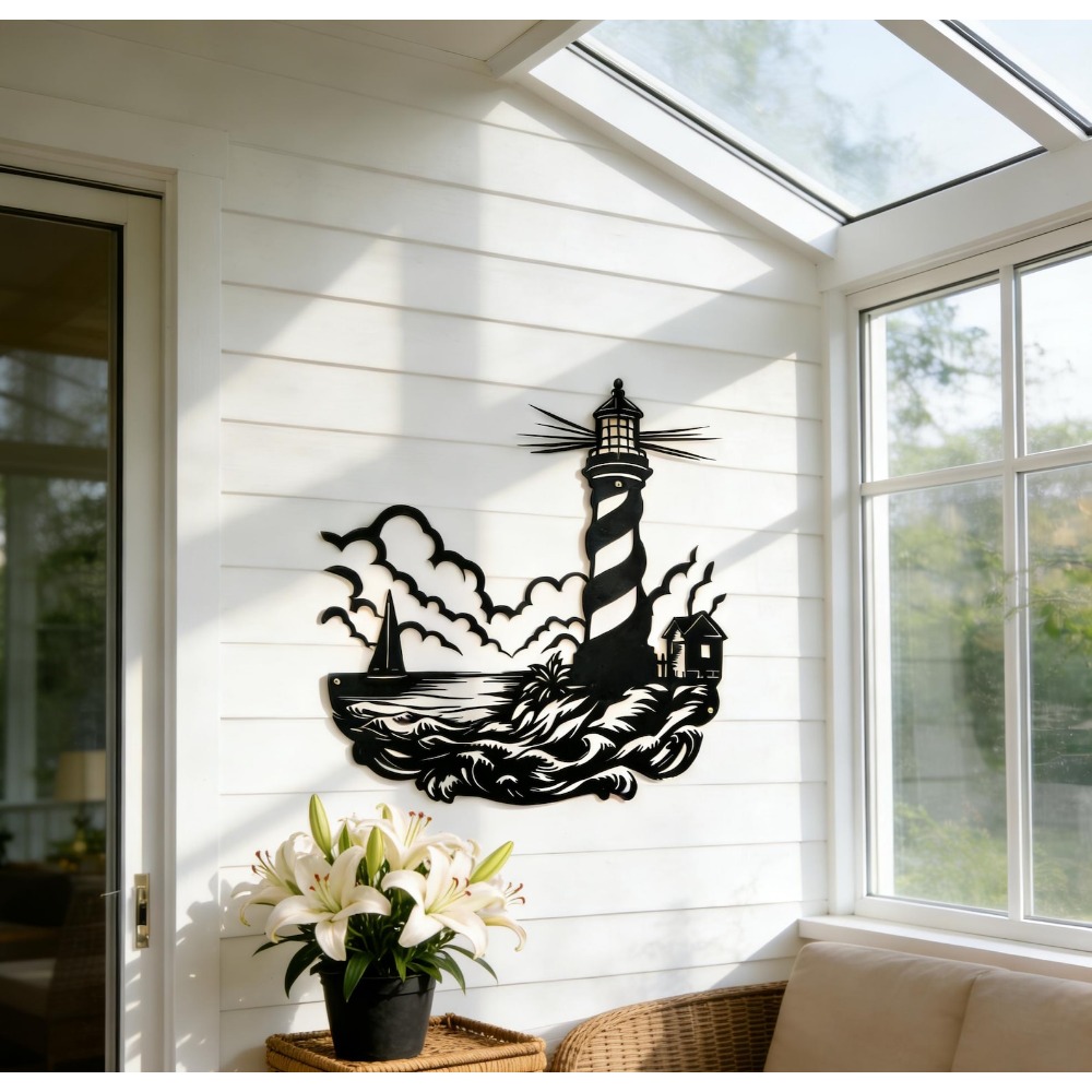 Home Decor Nautical - CIFbuy 금속 벽 예술 등대 바다