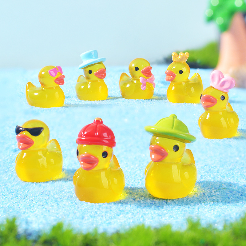 미니 노란색 발광 오리 장식품 미니어처 피규어 작은 오 - Home Decor Resin 리뷰 및 가격