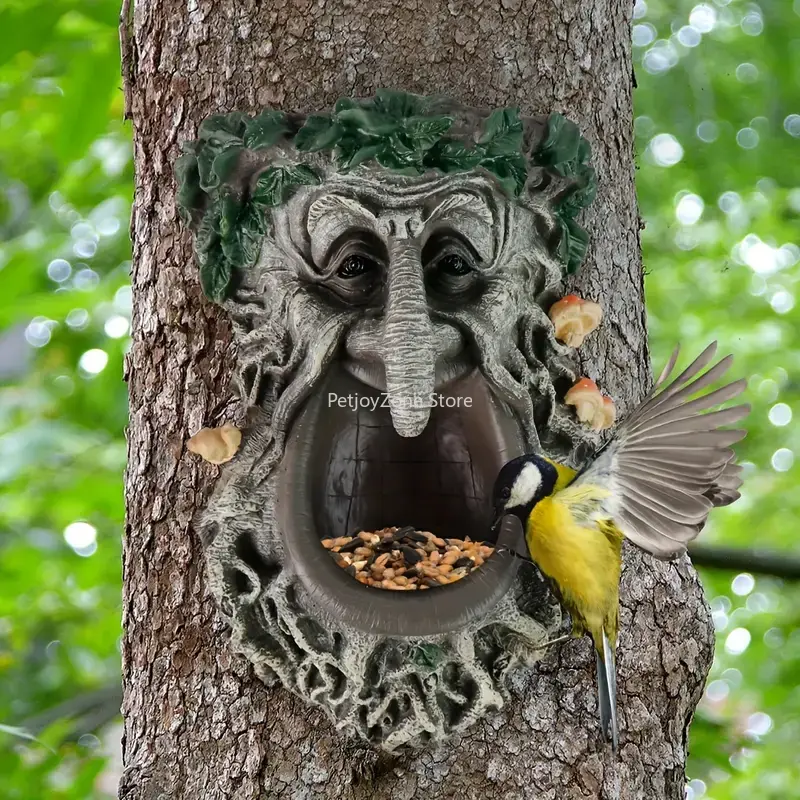 야외 정원 나무 얼굴 모양 야생조류 모이통, 큰 입 모 - Home Decor Outdoor 리뷰 및 가격