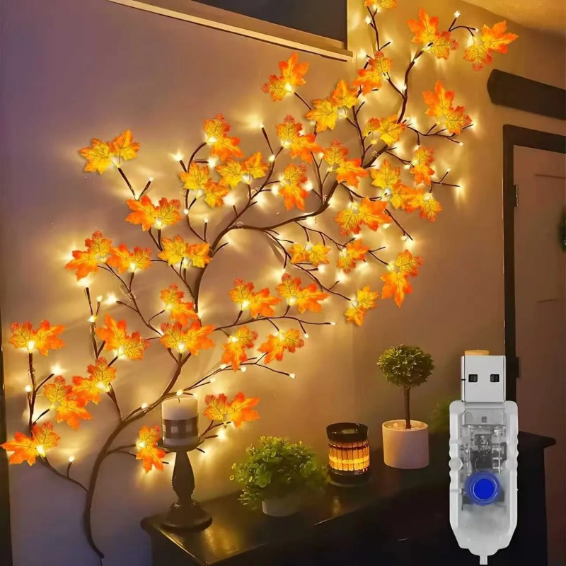 DIY 단풍잎 장미 펜던트 USB 전원 공급 홈 벽 꽃 - Home Decor Flowers 리뷰 및 가격