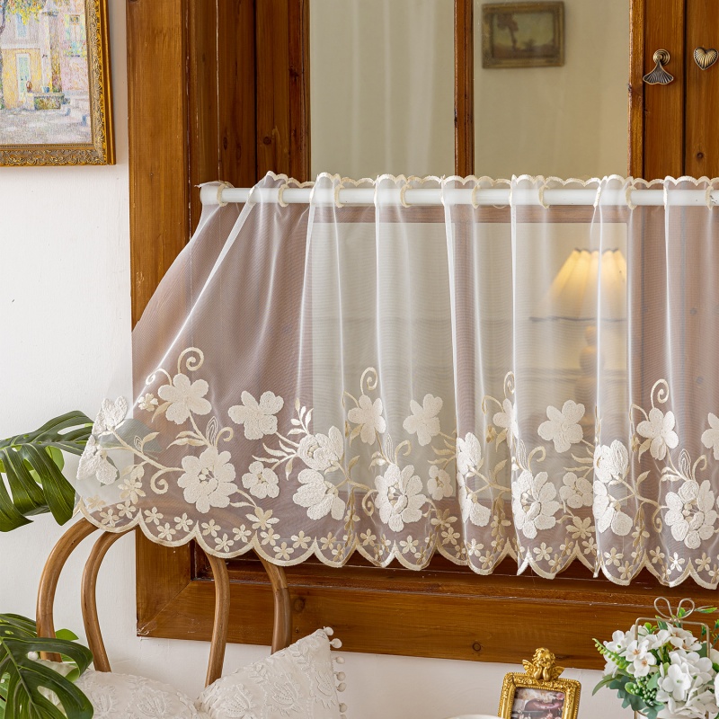 1PC 아메리칸 스타일 하프 커튼 레이스 자수 창문 가 - Home Decor Window Blinds 리뷰 및 가격