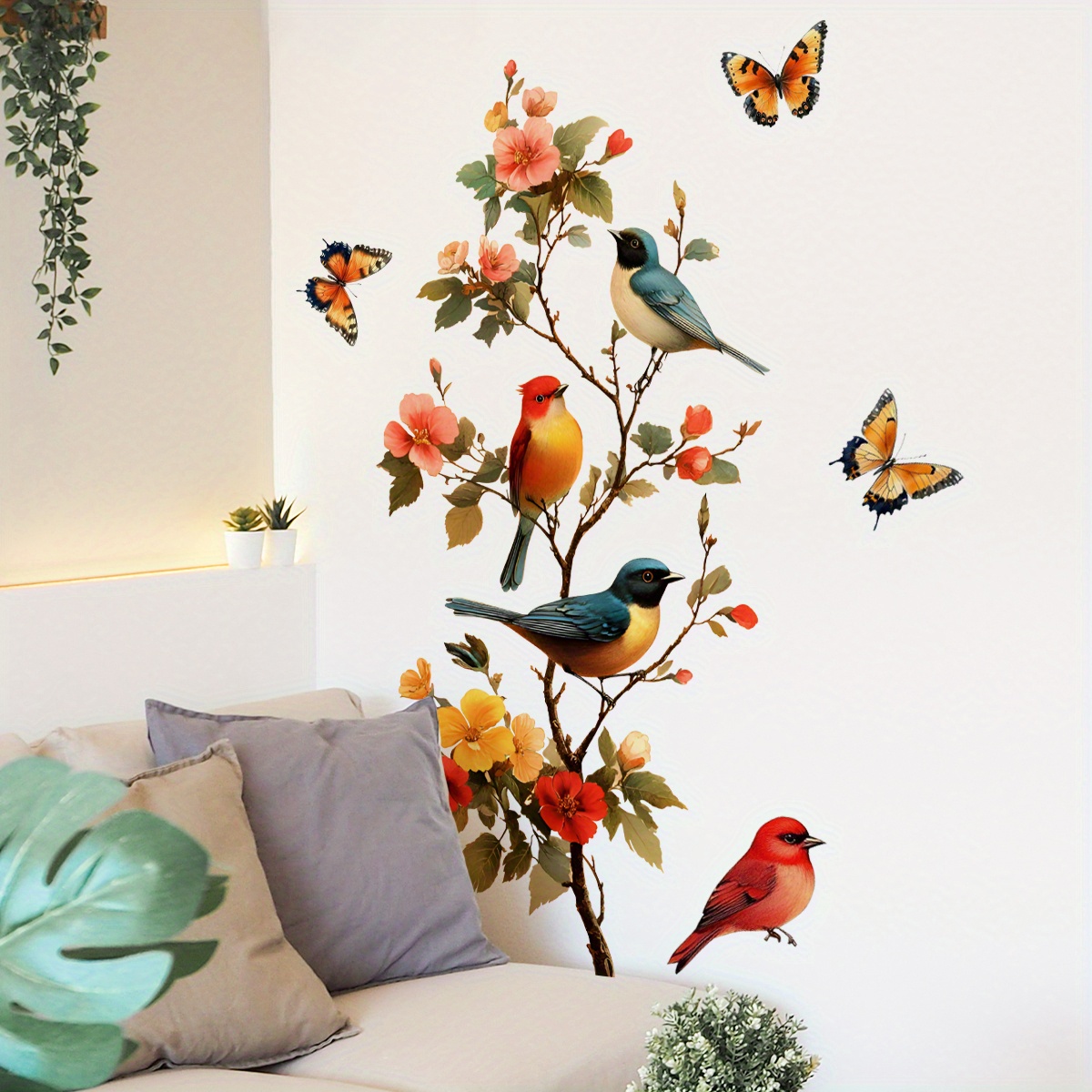 1개의 목가적 꽃과 새 창문 스티커, 나비 꽃 장식 스 - Home Decor Window Blinds 리뷰 및 가격