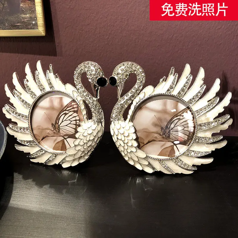 백조 유럽 스타일 다이아몬드 장식 창의적인 사진 액자  - Bamboo Photo Frame 리뷰 및 가격