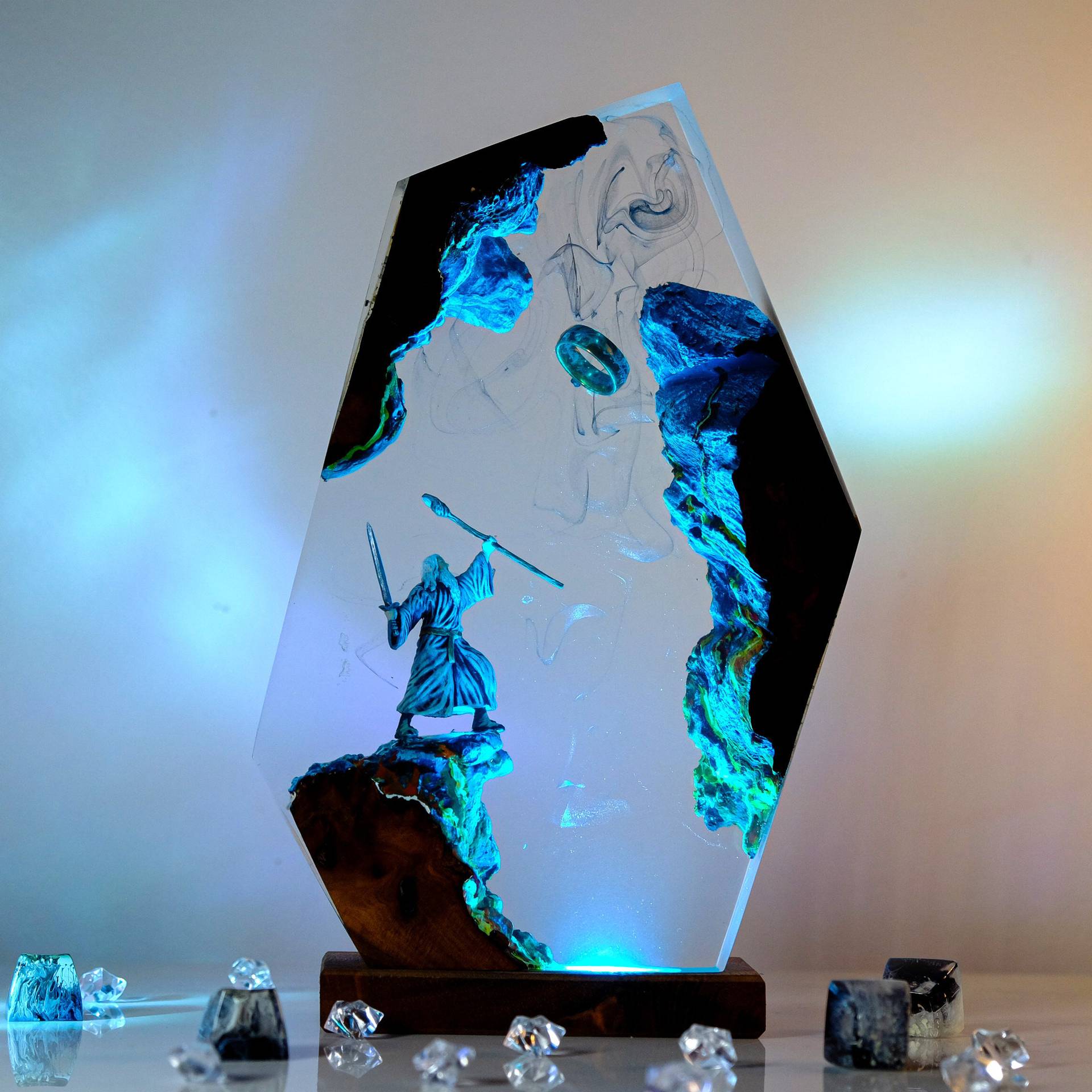 영화 장면 피규어 테이블 레진 램프 마법 반지 다채로운 - Home Decor Resin 리뷰 및 가격