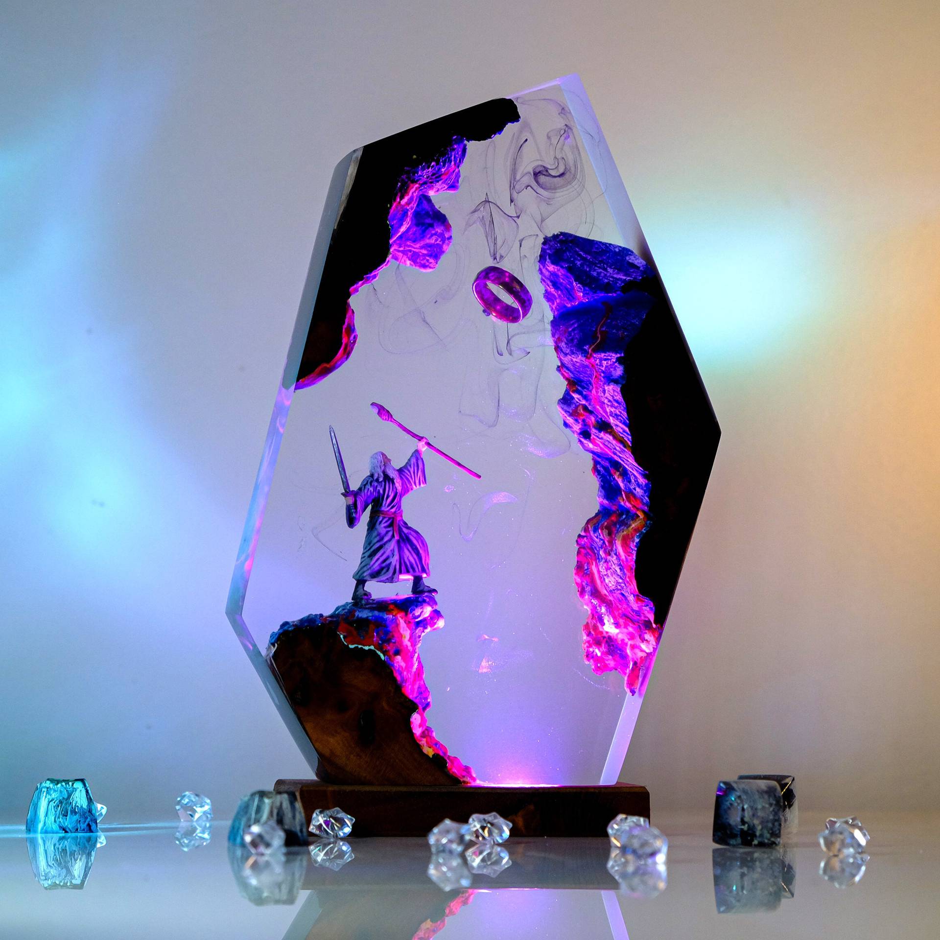 영화 장면 피규어 테이블 레진 램프 마법 반지 다채로운 - Home Decor Resin 리뷰 및 가격