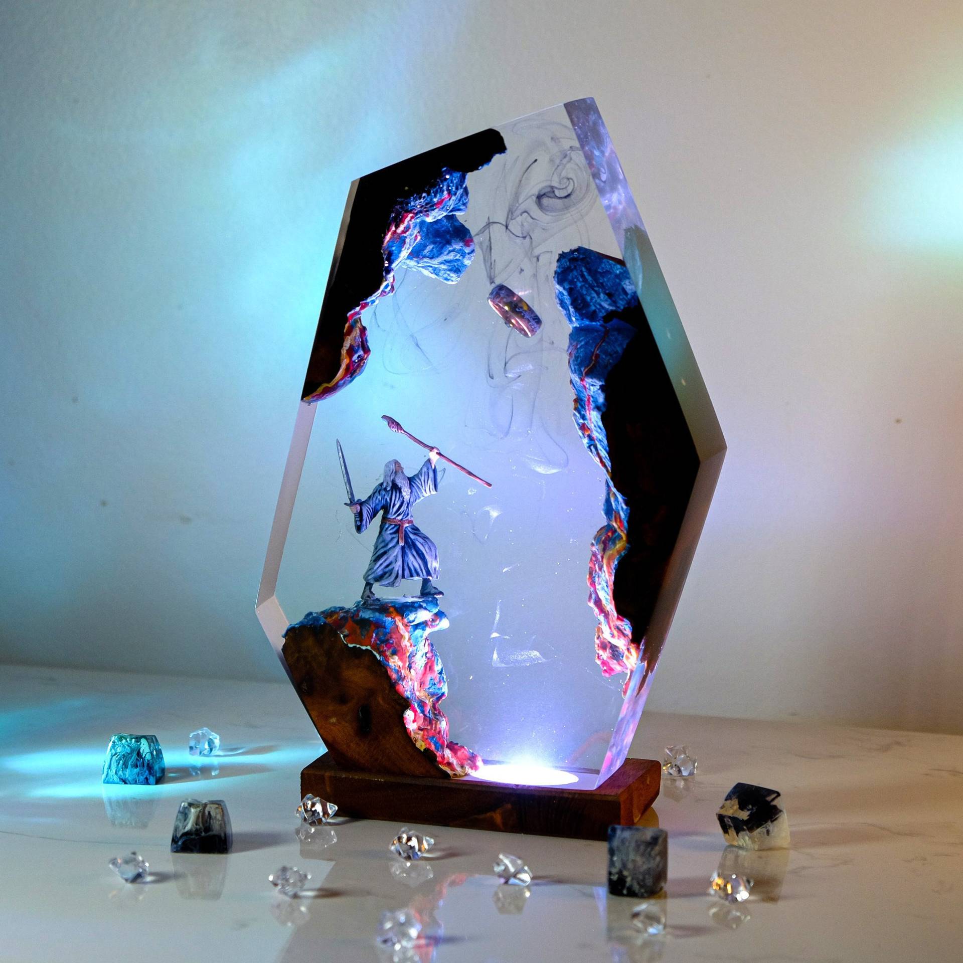 영화 장면 피규어 테이블 레진 램프 마법 반지 다채로운 - Home Decor Resin 리뷰 및 가격