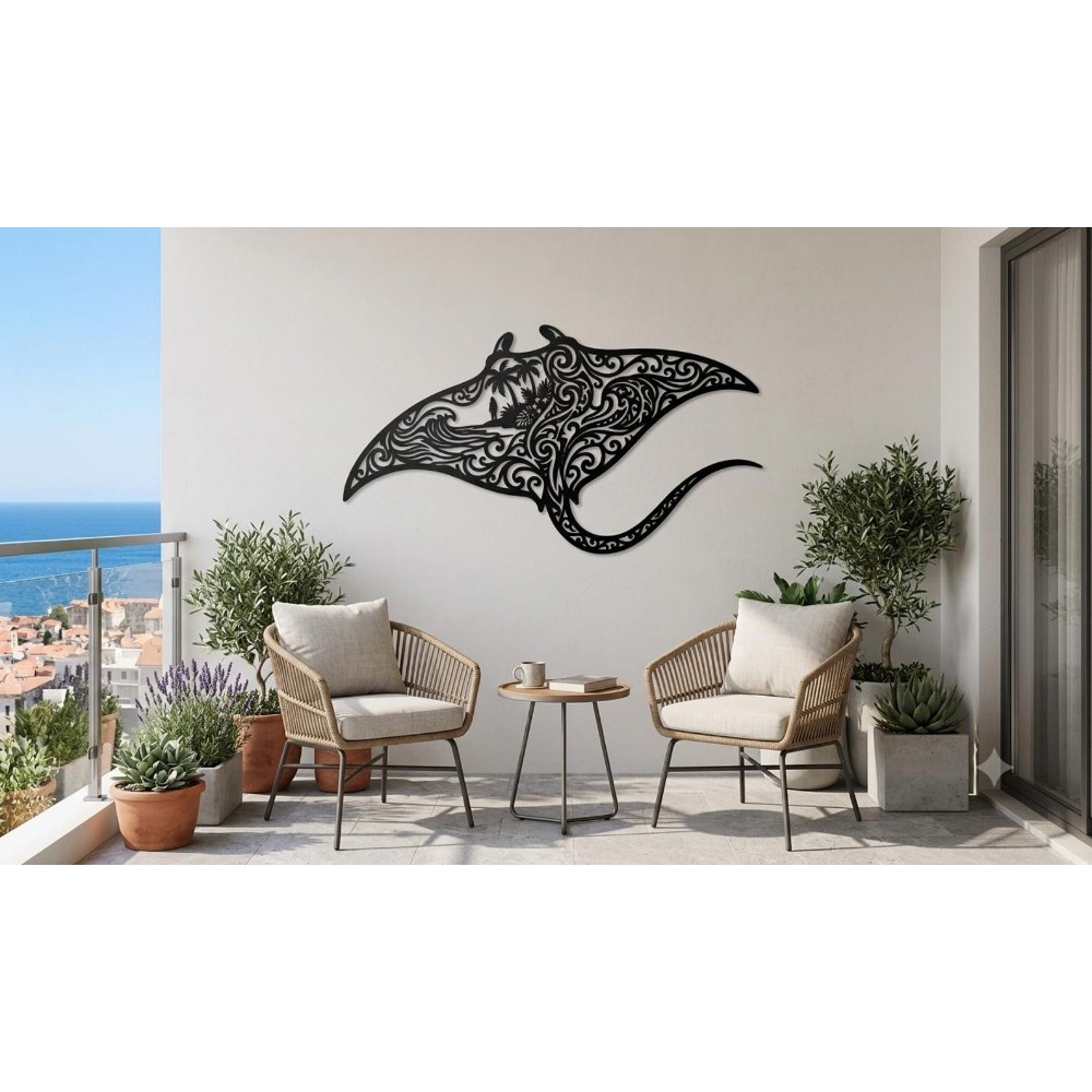 브랜드 트라이벌 만타 레이 금속 벽 장식품 해안 바다  - Home Decor Brand 리뷰 및 가격
