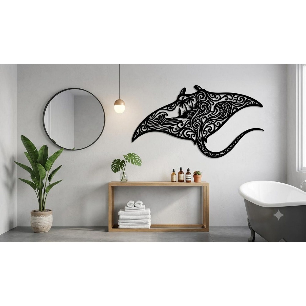 브랜드 트라이벌 만타 레이 금속 벽 장식품 해안 바다  - Home Decor Brand 리뷰 및 가격