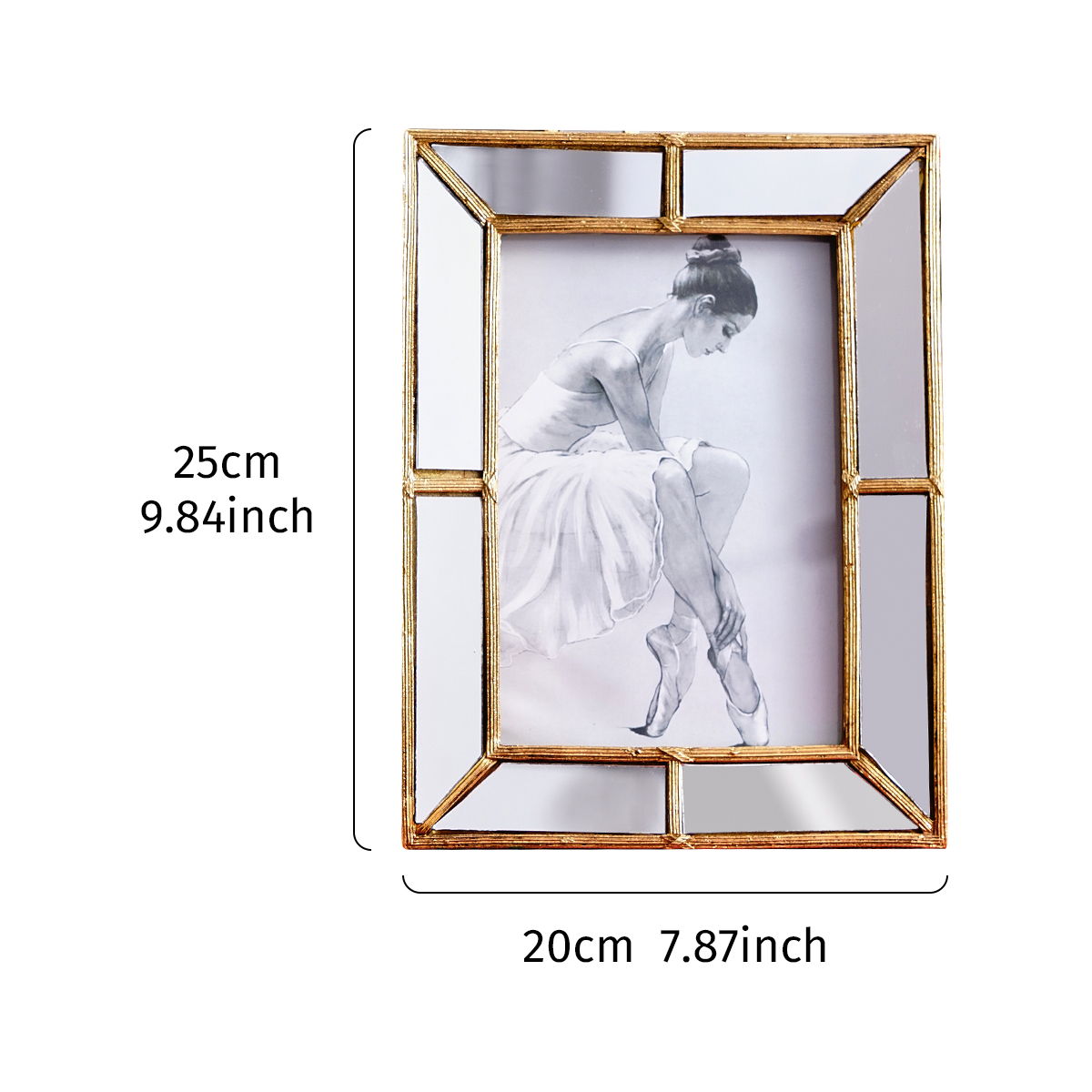 1PC, 간단한 황금색 수지 소재 프레임과 거울 유리  - Bamboo Photo Frame 리뷰 및 가격