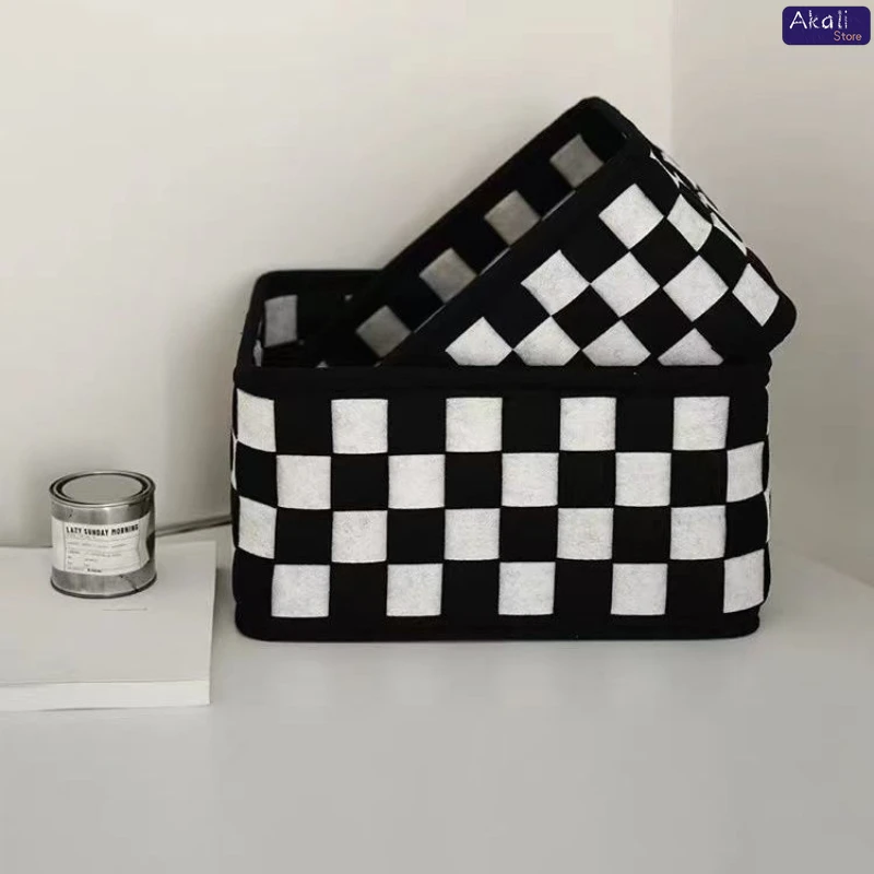 2026 흑백 체크무늬 수납 바구니 데스크탑 화장품 정 - Home Decor In 리뷰 및 가격