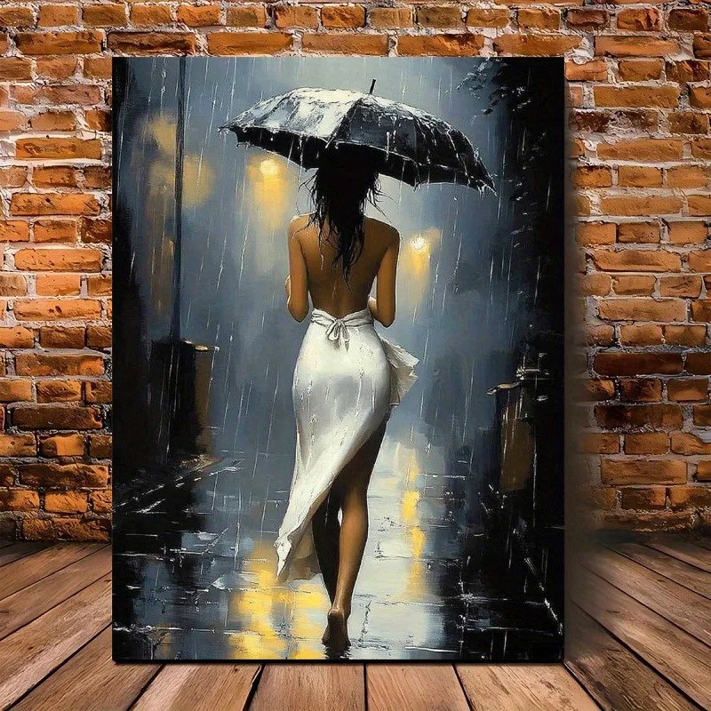 [우아한 스타일] 프레임 없는 낭만적인 비오는 밤 캔버 - Abstract Oil Painting 리뷰 및 가격